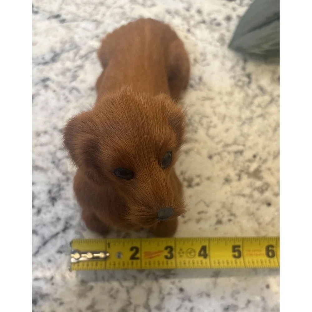 Vintage Real Fur Dog Miniature DACHSHUND Life like Soft Red collectible